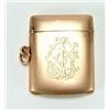 Image 1 : A 9ct rose gold vesta/match case, concave and engraved with a monogram, Chester 1907 by W Neale &...