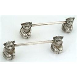 A pair of knife rests with teddy bear terminals, circa 1905 marks indistinct, (see illustration...