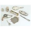 Image 1 : A collection of small and miniature silver some relating to sewing, comprising; a pierced and flo...
