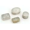 Image 1 : Four George III vinaigrettes, comprising; a silver gilt bag shaped vinaigrette with a round pierc...