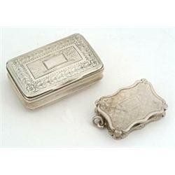 A George IV rectangular snuff box with concave sides and engraved with a border of flowers, Birmi...