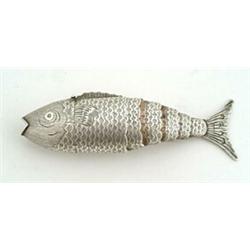 A George III vinaigrette in the form of an articulated fish naturalistically engraved with fins a...