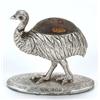 Image 1 : A pin cushion in the form of an ostrich walking on a textured oval base, Birmingham 1907 by Adie...