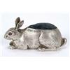 Image 1 : A pin cushion in the form of a rabbit crouching, with small glass eyes, Birmingham 1911 by Adie &...