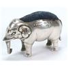 Image 1 : A pin cushion in the form of an elephant standing four square, Birmingham 1909 by Adie & Lovekin...