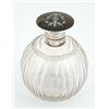 A fluted glass spherical scent bottle with silver and tortoiseshell pique hinged cover, Birmingha...