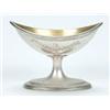Image 1 : A George III Irish boat shaped pedestal salt cellar with reeded borders and oval base, engraved w...