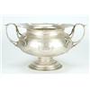 Image 1 : A rose bowl in Arts and Crafts style of hammered form and engraved with a crest, with a shaped ev...