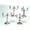 Image 1 : A pair of Continental short three branch candelabra and a pair of matching two branch candelabra,...