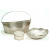 Image 1 : A Dutch oval basket with swing handle, basket weave sides with pierced and a beaded border, 30.5c...