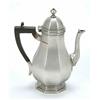 Image 1 : An octagonal baluster shaped small coffee pot with a domed cover and composition handle, London 1...