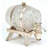 Image 1 : A cut glass spirit barrel with a plated spigot and mounts on a stand with a drip bucket, the barr...