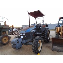 NEW HOLLAND TS220 MFWD FARM TRACTOR, S/N 101950B, PTO, 4 HYD REMOTES, CANOPY, REAR SCREEN, METER REA