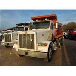 1995 PETERBILT 357 TRI-AXLE DUMP, S/N 1XPAXBEX9SN396676, CAT DIESEL ENG, 8LL TRANS, 46K REARS, 14K F