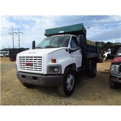 2004 GMC C7500 S/A DUMP TRUCK, S/N 1GDM7C1C54F513220, C7 CAT DIESEL ENG, 6 SPD TRANS, 21K REARS, 12K