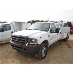 2003 FORD F550 XL CREW CAB SERVICE TRUCK, S/N 1FDAW56P83ED09612, POWER STROKE DIESEL ENG, A/T, RAWSO