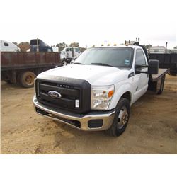 2011 FORD F350 FLATBED TRUCK, S/N 1FDRF3GT6BEB43558, POWERSTROKE DIESEL ENG, A/T, 14' BODY, ODOMETER