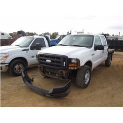 2007 FORD F350 XL CREW CAB 4X4 FLATBED TRUCK, S/N 1FTWW31587EB00476, V8 ENG, A/T, METER READING 221,