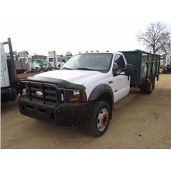 2005 FORD F550 XL FLATBED, S/N 1FDAF56P85EA38795, POWERSTROKE DIESEL ENG, A/T, 16' FLATBED BODY W/SI