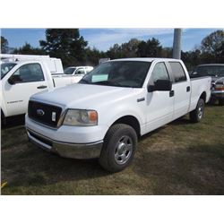 2007 FORD F150 XLT 4X4 CREWCAB PICKUP, S/N 1FTRW14W97FA21561, GAS ENG, A/T, ODOMETER READING 144,669