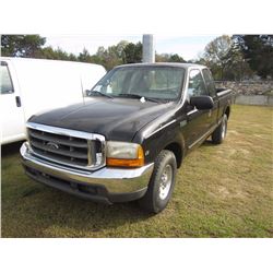 1999 FORD F250 XLT EXTENDED CAB PICKUP, S/N 1FTNX20L5XEB38105, V8 GAS ENG, A/T, ODOMETER READING 143