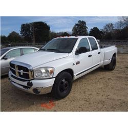 2007 DODGE RAM 3500 DULLEY PICKUP, S/N 3D7ML48CX7G735093, CUMMINS TURBO DSL ENG, 6 SPD TRANS, CREW C