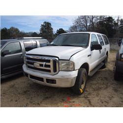 2005 FORD EXCURSION 4X4, S/N 1FMNU41L25EC66197, GAS ENG, A/T, ODOMETER READING 203,413 MILES (COUNTY