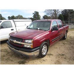 2004 CHEVROLET 1500 PICKUP, S/N 2GCEC13T641403449, GAS ENGINE, A/T, CREW CAB, ODOMETER READING 216,4