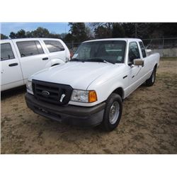 2005 FORD RANGER EXTENDED CAB PICKUP, S/N 1FTYR14U45PA58364, V6 GAS, A/T, TOOL BOX, ODOMETER READING