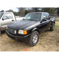 2002 FORD RANGER 4X4, S/N 1FTZR45E62PA95232, GAS ENG, A/T, ODOMETER READING 128,227 MILES (FRONT DRI