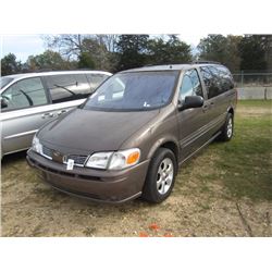 2001 OLDSMOBILE SILHOUETTE VAN, S/N 1GHDX03E51D281365, GAS ENG, A/T, ODOMETER READING 182,389 MILES