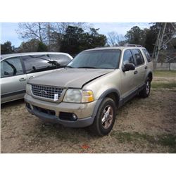 2003 FORD EXPLORER, S/N 1FMZU63K43UA01625, GAS ENGINE, A/T (COUNTY OWNED)