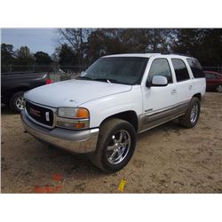 2000 GMC YUKON, S/N 1GKEK13T6YJ189906, GAS ENG, A /T