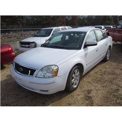 2006 FORD FIVE HUNDRED, S/N 1FAFP24126G108503, GAS ENG, A/T, ODOMETER READING 143,000 MILES