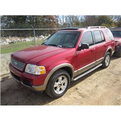2003 FORD EXPLORER SUV, S/N 1FMDU64W63ZA74302, GAS ENGINE, A/T