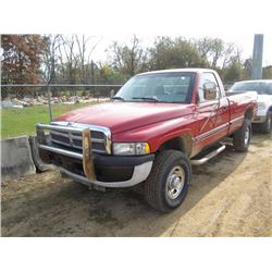 1994 DODGE 2500 4X4 PICKUP, S/N 1B7KF26C3RS577742, CUMMINS DIESEL ENG, A/T, ODOMETER READING 280,771