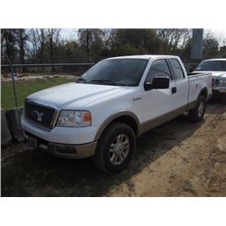 2005 FORD F150 4X4 PICKUP, S/N 1FT9X14505FA92432, GAS ENG, A/T, EXTENDED CAB, ODOMETER READING 183,4
