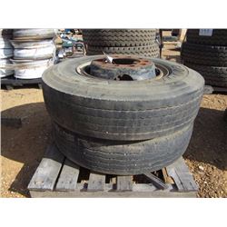 1 LOT (2) 10.00R20 TIRES & RIMS