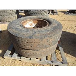 1 LOT (2) 10.00R20 TIRES & RIMS