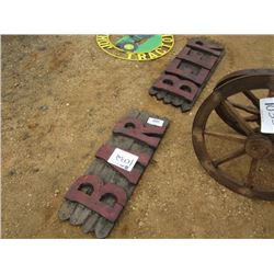 1 LOT (2) WOODEN BAR BEER SIGNS