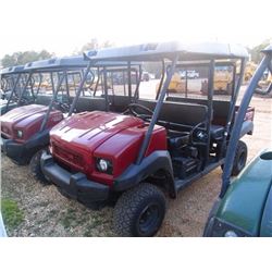 2012 KAWASAKI 4010 4X4 MULE, S/N JK1AFCR11CB512790, 6 PASSENGER, DUMP BED, ROLL BAR W/CANOPY, METER 