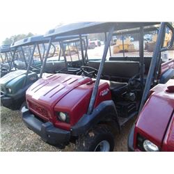 2011 KAWASAKI 4010 4X4 MULE, S/N JK1AFCR19BB511658, 6 PASSENGER, DUMP BED, ROLL BAR W/CANOPY, METER 