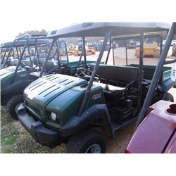 2012 KAWASAKI 4010 4X4 MULE, S/N JKA1FCR19CB512732, 6 PASSENGER, DUMP BED, ROLL BAR W/CANOPY, METER 