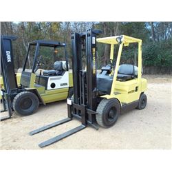 HYSTER MAST FORKLIFT, S/N 7B06986V, 5,000# CAP, CANOPY, 2 STAGE, 42" FORKS, PROPANE, METER READING 9