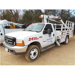 2000 FORD F-450 SERVICE TRUCK, S/N 1FDXF46FSYEC20812, POWERSTROKE V8 DIESEL ENG, A/T, IMT CRANE MOUN