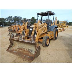CASE 580 SUPER L 4X4 LOADER BACKHOE, S/N JJG0198721, GP BUCKET, 24" HOE BUCKET, CANOPY, METER READIN