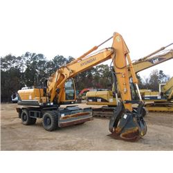 HYUNDAI 170W-9 WHEELED EXCAVATOR, S/N 2VC00000164, (12 YR) 7' 6" STICK, 36" BUCKET, HYD THUMB, ECAB 