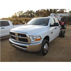 2011 DODGE RAM 3500 HD SLT 4X4 CREW CAB, S/N 3D6WZ4CL5BG511516, 6.7L CUMMINS DIESEL, 6 SPD TRANS, OD