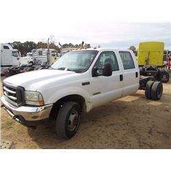 2003 FORD F350 CAB & CHASSIS, S/N 1FDWW37PX3EB52366, POWERSTROKE DIESEL ENG, A/T, CREW CAB, ODOMETER