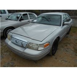 2001 FORD CROWN VICTORIA, S/N 2FAFP71W81X202076, GAS ENG, A/T, ODOMETER READING 114,280 MILES